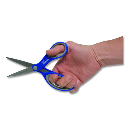 Scissors with Antimicrobial Protection, 8" Long, 3.25" Cut Length, Straight Blue/Gray Handle, 2/Pack