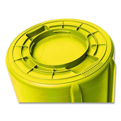 Vented Round Brute Container, 10 gal, Plastic, Yellow