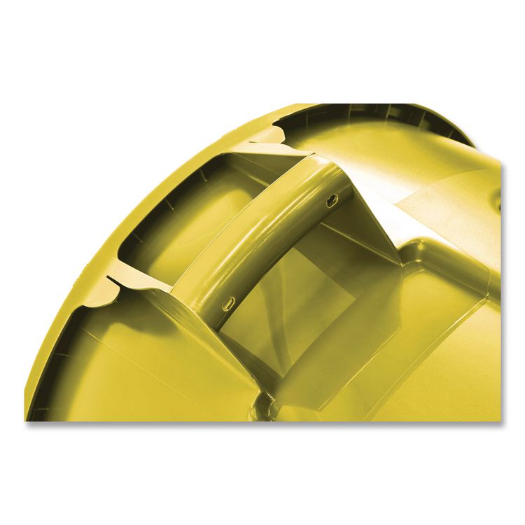 Vented Round Brute Container, 10 gal, Plastic, Yellow