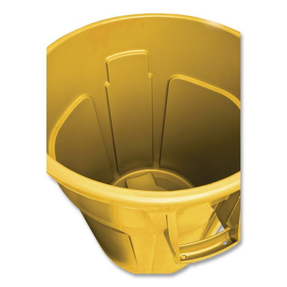Vented Round Brute Container, 10 gal, Plastic, Yellow