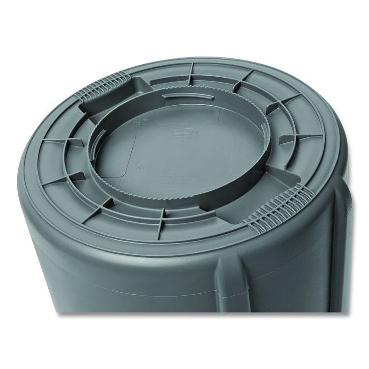Vented Round Brute Container, 20 gal, Plastic, Gray