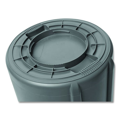 Vented Round Brute Container, 20 gal, Plastic, Gray