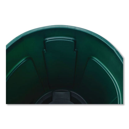 Vented Round Brute Container, 32 gal, Plastic, Dark Green