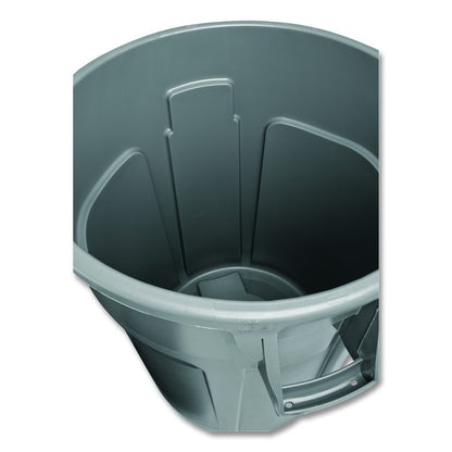 Vented Round Brute Container, 44 gal., Plastic, Gray
