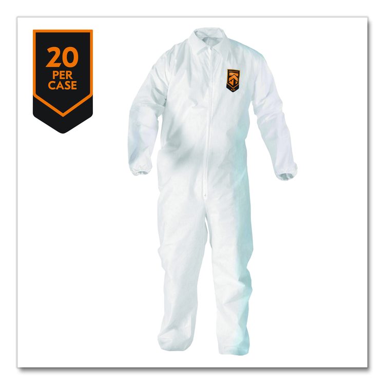 A20 Breathable Particle Protection Coveralls, Zip Front, Elastic Back, Wrists, Ankles, 3X-Large, White, 20/Carton