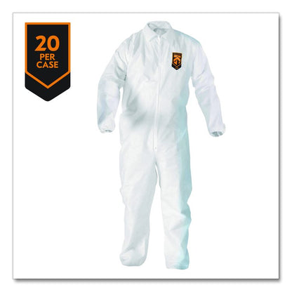 A20 Breathable Particle Protection Coveralls, Zip Front, Elastic Back, Wrists, Ankles, 3X-Large, White, 20/Carton