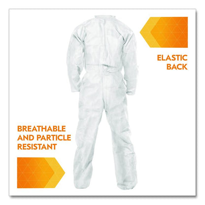 A20 Breathable Particle Protection Coveralls, Zip Front, Elastic Back, Wrists, Ankles, 3X-Large, White, 20/Carton