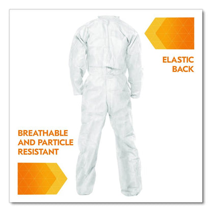 A20 Breathable Particle Protection Coveralls, Zip Front, Elastic Back, Wrists, Ankles, 4X-Large, White, 20/Carton