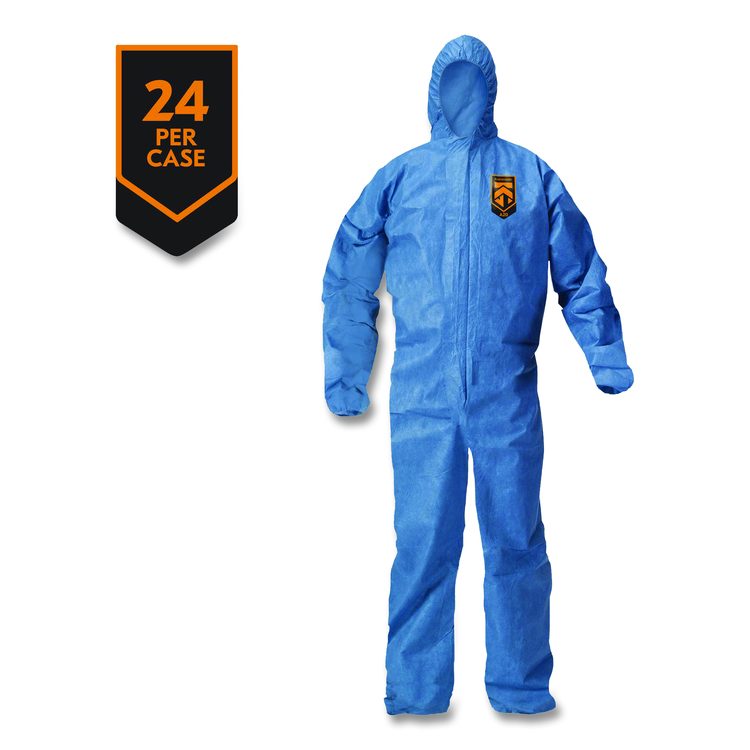A20 Breathable Particle Protection Coveralls, Zip Front, Hood, Elastic Back, Wrists, Ankles, 2X-Large, Blue, 24/Carton