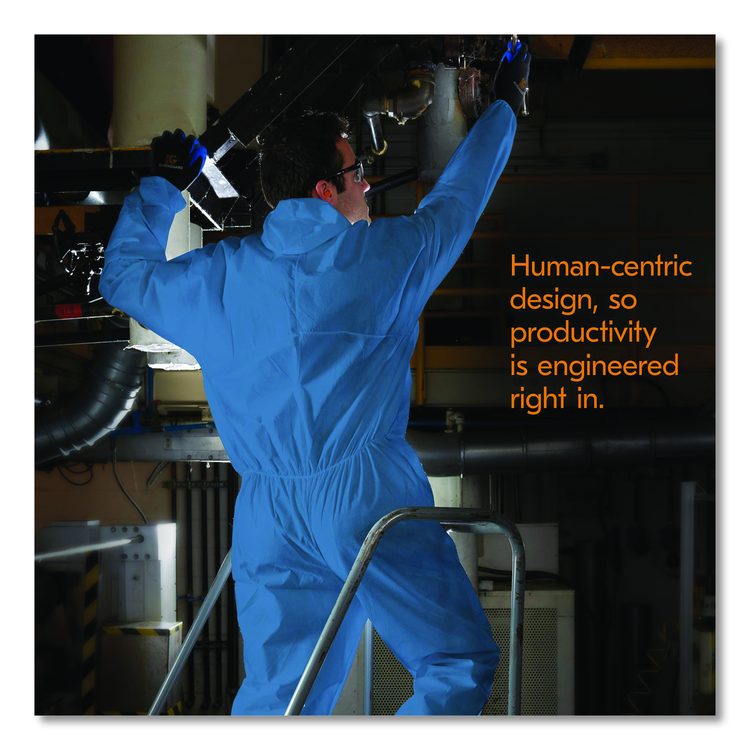 A20 Breathable Particle Protection Coveralls, Zip Front, Hood, Elastic Back, Wrists, Ankles, 2X-Large, Blue, 24/Carton
