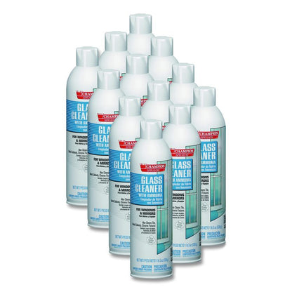 Champion Sprayon Glass Cleaner with Ammonia, 19 oz Aerosol Spray, 12/Carton