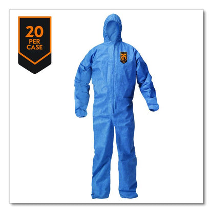 A20 Breathable Particle Protection Coveralls, Zip Front, Hood, Elastic Back, Wrists, Ankles, 3X-Large, Blue, 20/Carton