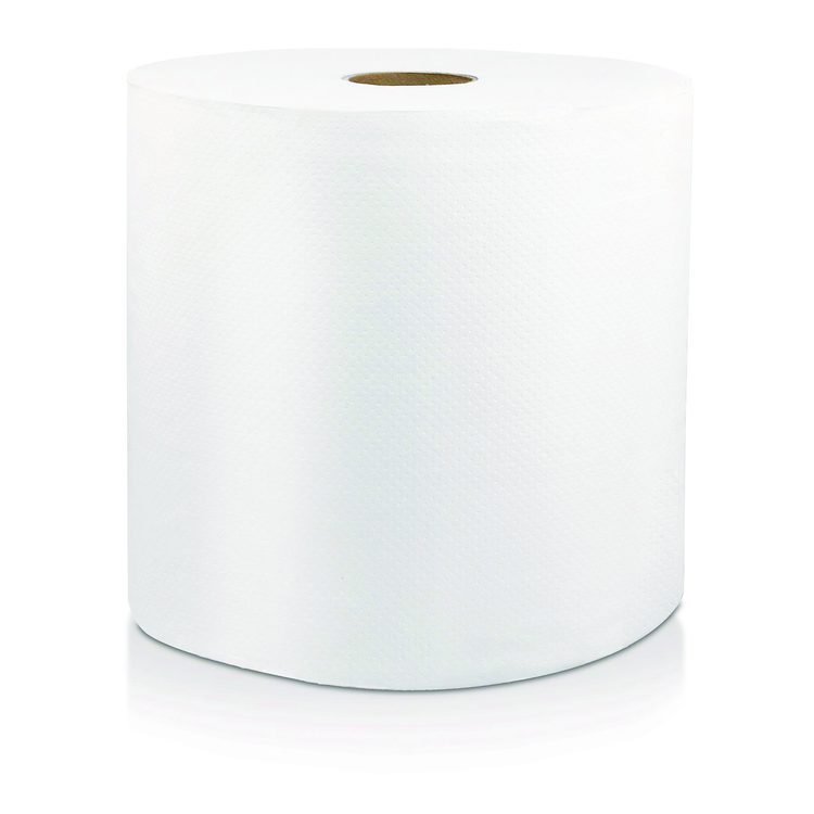 Hard Wound Roll Towel, 1-Ply, 8" x 800 ft, White, 6/Carton