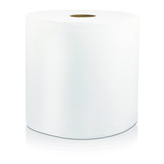 Hard Wound Roll Towel, 1-Ply, 8" x 800 ft, White, 6/Carton