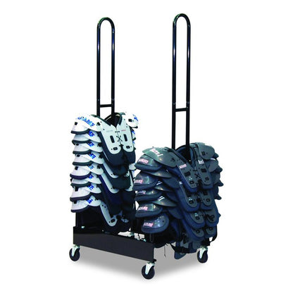 Mobile Two-Stack Shoulder Pad Rack, Metal, 176 lb Capacity, 24" x 30" x 69", Black