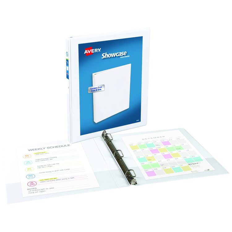 Showcase Economy View Binders with Slant Rings, 3 Rings, 0.5" Capacity, 11 x 8.5, White
