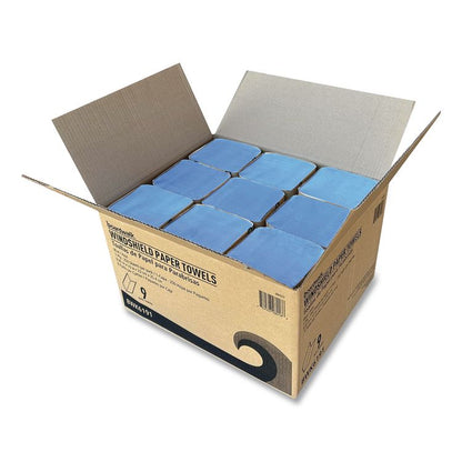 Windshield Paper Towels, 9.05 x 10, Blue, 250/Pack, 9 Packs/Carton