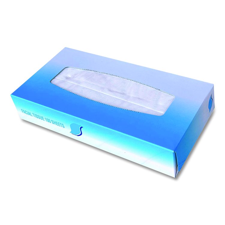 Facial Tissue, Flat Box, 2-Ply, White, 100 Sheets/Box, 30 Boxes/Carton