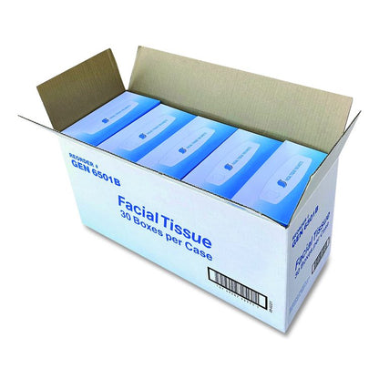Facial Tissue, Flat Box, 2-Ply, White, 100 Sheets/Box, 30 Boxes/Carton