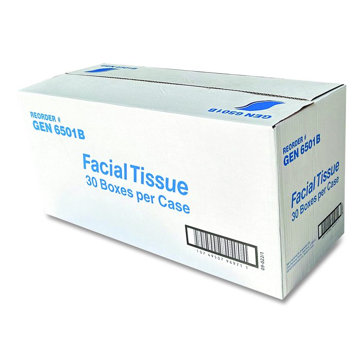 Facial Tissue, Flat Box, 2-Ply, White, 100 Sheets/Box, 30 Boxes/Carton