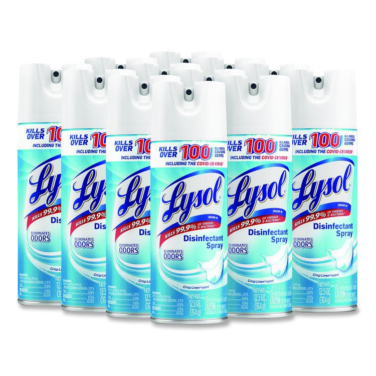 Disinfectant Spray, Crisp Linen Scent, 12.5 oz Aerosol Spray, 12/Carton