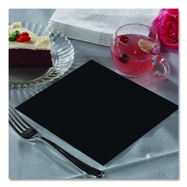 Beverage Napkins, 1-Ply, 9 x 9, Black, 4,000/Carton