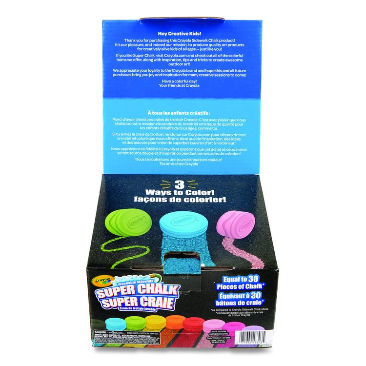 Super Chalk, 1" x 2.8" Diameter, 10 Assorted Colors, 10 Pucks/Box