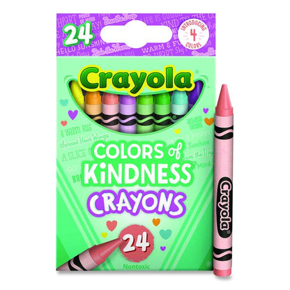 Colors of Kindness Crayons, Regular Size, 0.31" x 3.63", 24 Assorted Colors, 24/Pack