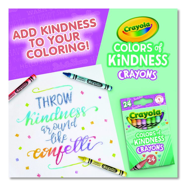 Colors of Kindness Crayons, Regular Size, 0.31" x 3.63", 24 Assorted Colors, 24/Pack
