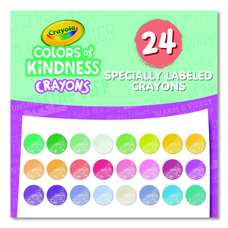 Colors of Kindness Crayons, Regular Size, 0.31" x 3.63", 24 Assorted Colors, 24/Pack