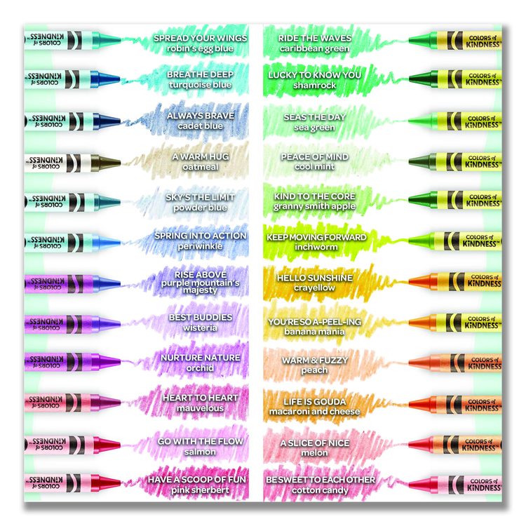 Colors of Kindness Crayons, Regular Size, 0.31" x 3.63", 24 Assorted Colors, 24/Pack