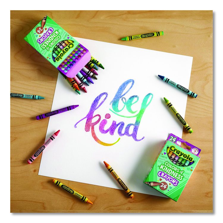 Colors of Kindness Crayons, Regular Size, 0.31" x 3.63", 24 Assorted Colors, 24/Pack