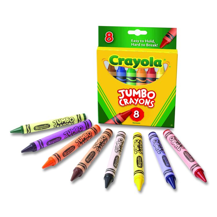 Jumbo Crayola Crayons, Jumbo Size, 0.56" x 5", 8 Assorted Colors, 8/Box