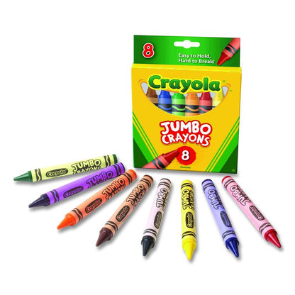 Jumbo Crayola Crayons, Jumbo Size, 0.56" x 5", 8 Assorted Colors, 8/Box