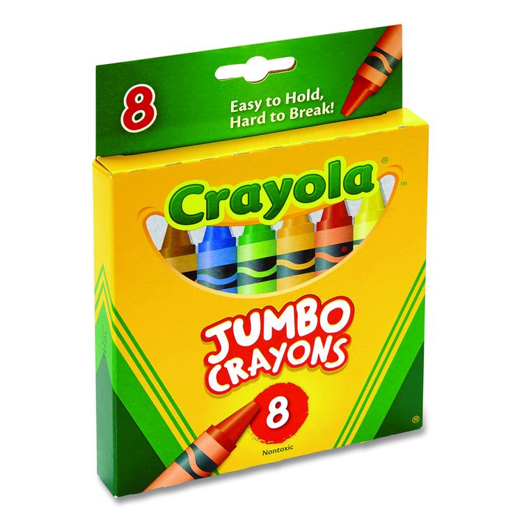 Jumbo Crayola Crayons, Jumbo Size, 0.56" x 5", 8 Assorted Colors, 8/Box