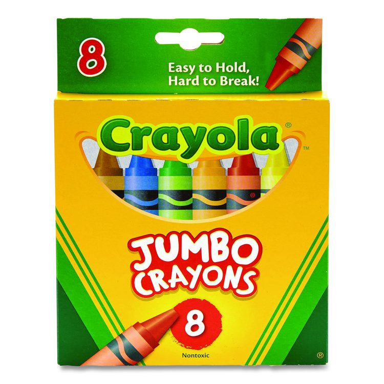 Jumbo Crayola Crayons, Jumbo Size, 0.56" x 5", 8 Assorted Colors, 8/Box