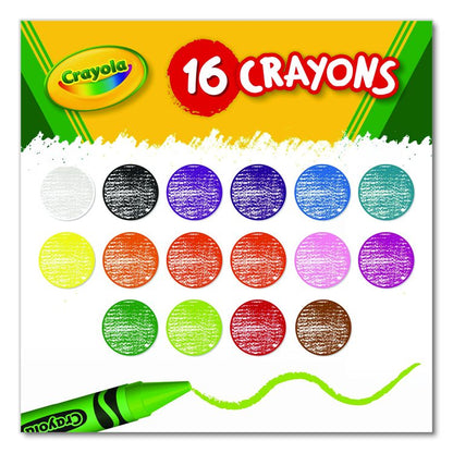 Jumbo Crayola Crayons, Jumbo Size, 0.56" x 5", 16 Assorted Colors, 16/Box