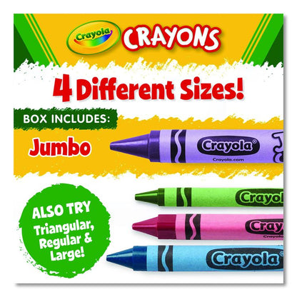 Jumbo Crayola Crayons, Jumbo Size, 0.56" x 5", 16 Assorted Colors, 16/Box