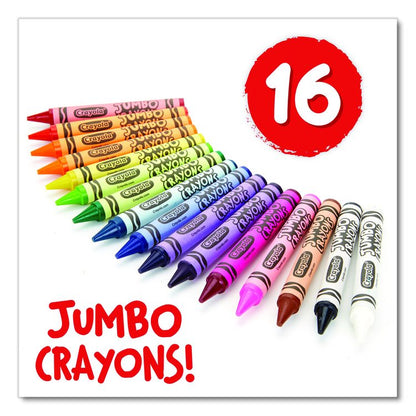 Jumbo Crayola Crayons, Jumbo Size, 0.56" x 5", 16 Assorted Colors, 16/Box