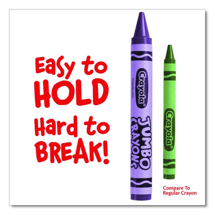 Jumbo Crayola Crayons, Jumbo Size, 0.56" x 5", 16 Assorted Colors, 16/Box