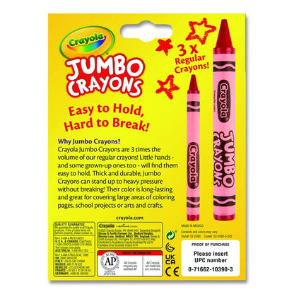 Jumbo Crayola Crayons, Jumbo Size, 0.56" x 5", 16 Assorted Colors, 16/Box