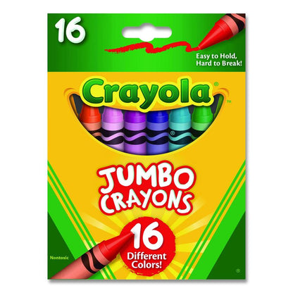 Jumbo Crayola Crayons, Jumbo Size, 0.56" x 5", 16 Assorted Colors, 16/Box