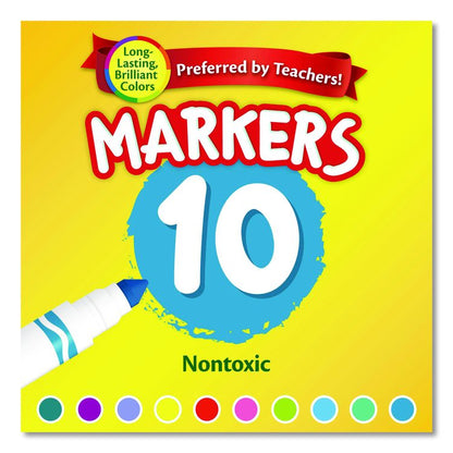 Non-Washable Marker, Broad Bullet Tip, Assorted Tropical Colors, 10/Pack