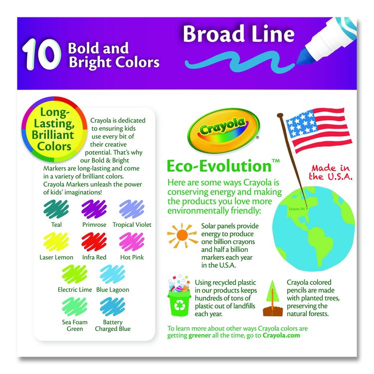 Non-Washable Marker, Broad Bullet Tip, Assorted Tropical Colors, 10/Pack