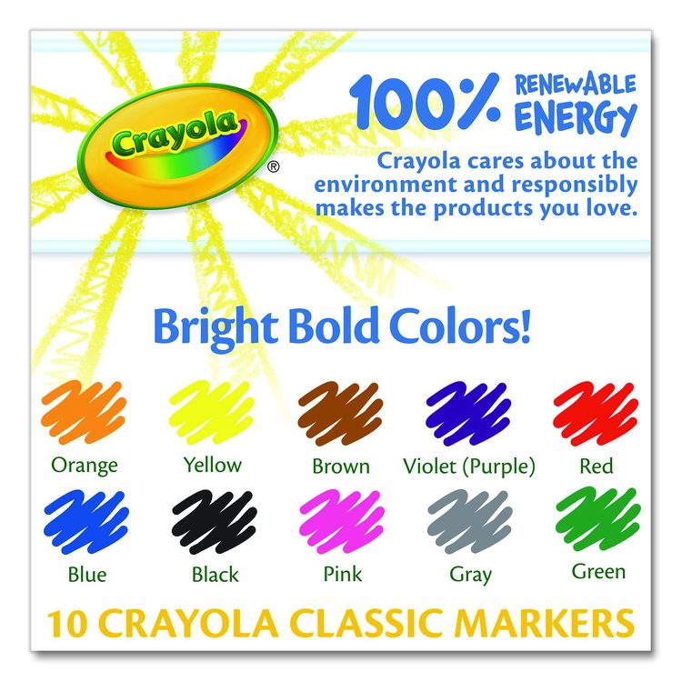 Non-Washable Marker, Fine Bullet Tip, Assorted Classic Colors, 10/Pack