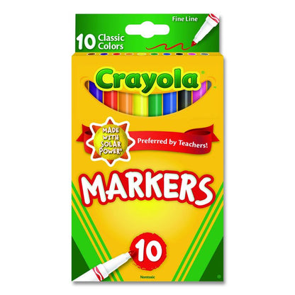 Non-Washable Marker, Fine Bullet Tip, Assorted Classic Colors, 10/Pack