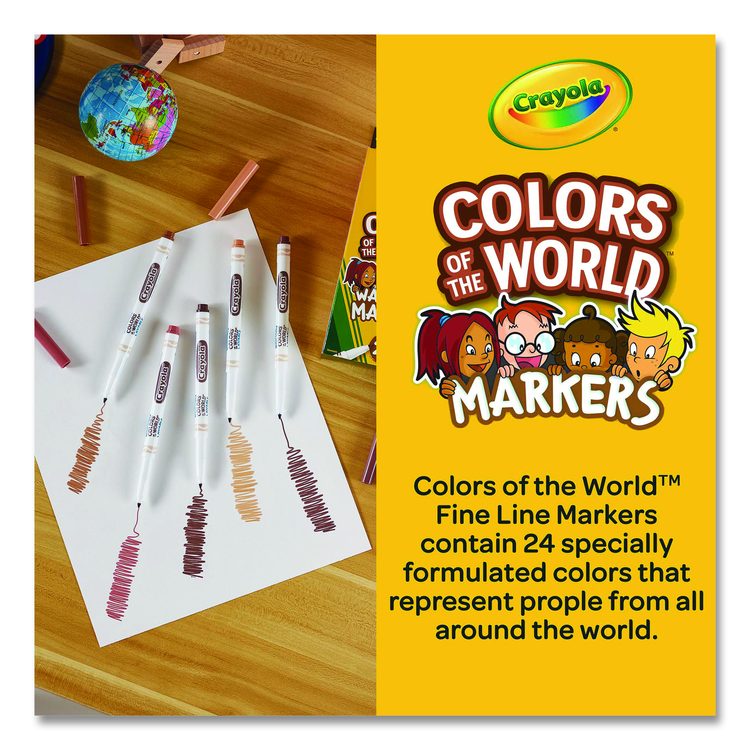 Colors of the World Washable Markers, Fine Bullet Tip, Assorted Colors, 24/Pack
