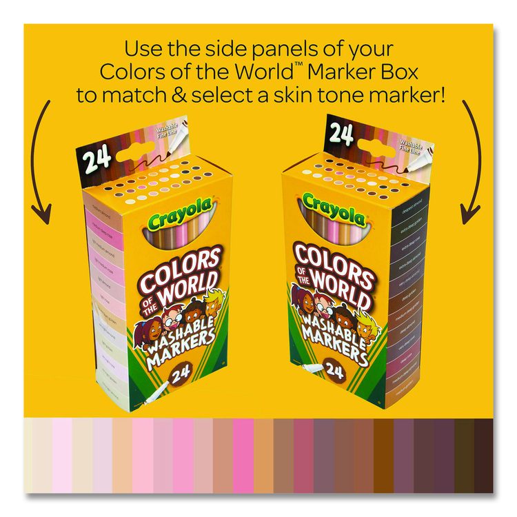 Colors of the World Washable Markers, Fine Bullet Tip, Assorted Colors, 24/Pack