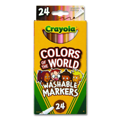 Colors of the World Washable Markers, Fine Bullet Tip, Assorted Colors, 24/Pack