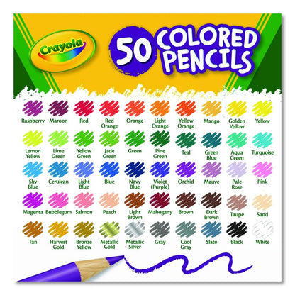 Long-Length Colored Pencil Set, 3.3 mm, 2B, Assorted Lead and Barrel Colors, 50/Box